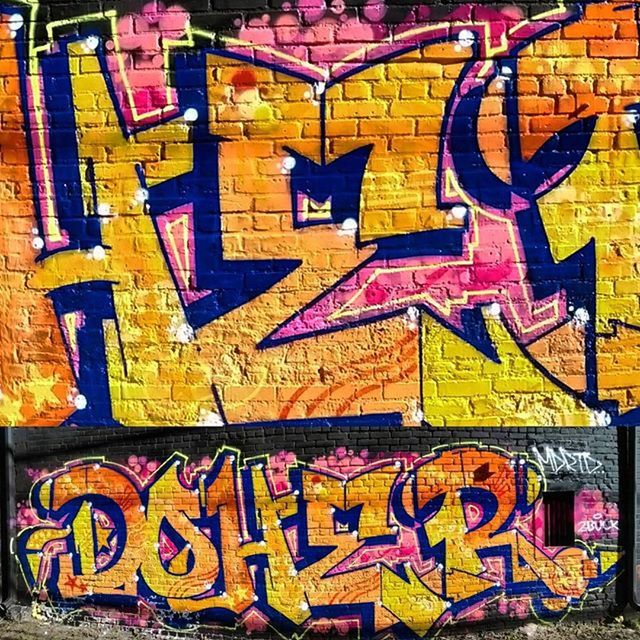art, multi colored, art and craft, creativity, graffiti, built structure, architecture, yellow, wall - building feature, building exterior, mural, colorful, human representation, street art, pattern, painting, wall, design, text, full frame