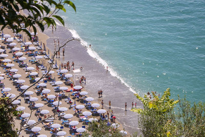 High angle view of people at beach