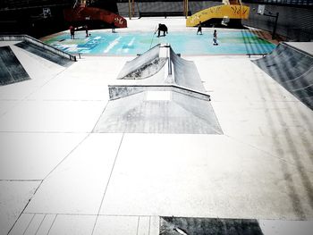 High angle view of people in swimming pool