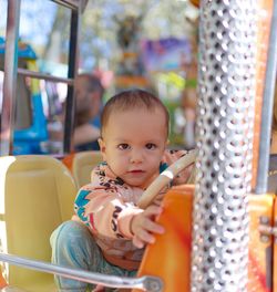 Portrait of cute baby boy in gym