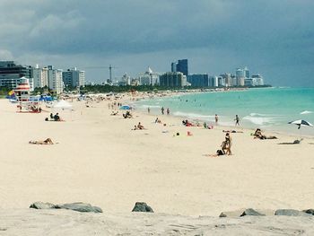 Panoramic view of people on beach