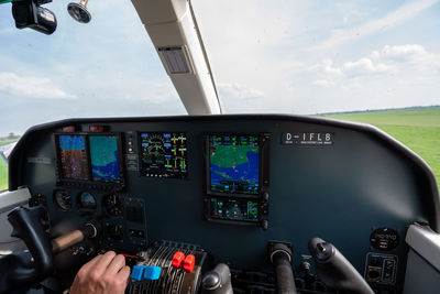 Close-up of airplane cockpit 