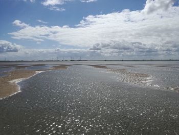 Scenic view of beach against sky