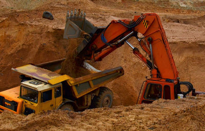 Vehicles at construction site