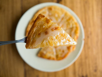 Close-up of dessert in plate on table