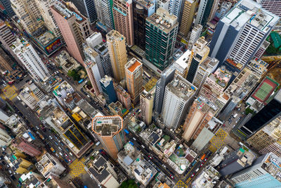 High angle view of buildings in city