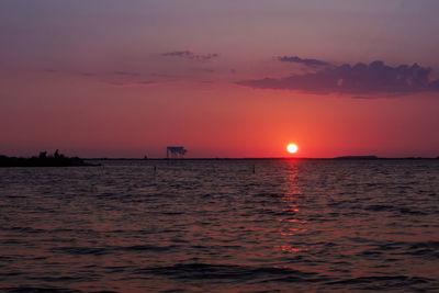 Scenic view of sea against sky at sunset