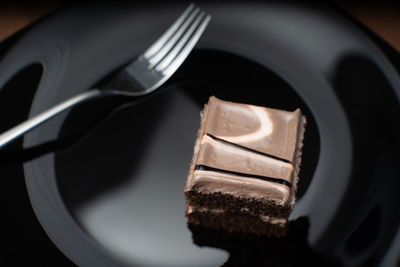 Close-up of chocolate cake in plate