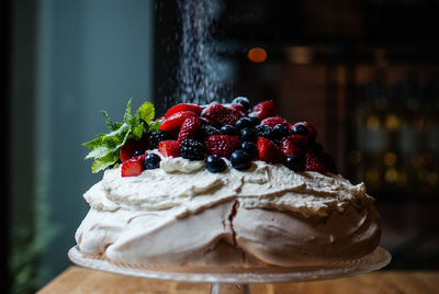 Close-up of cake on table