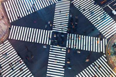 Directly above shot of people crossing road