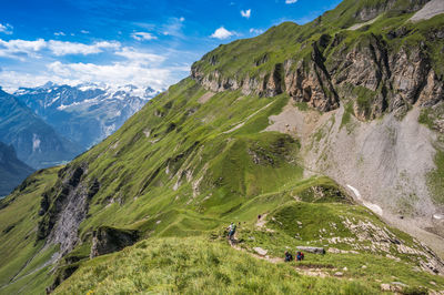 The wandertrail horizontweg from alpen tower to engstlenalp, along gental, switzerland