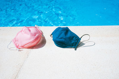 High angle view of umbrella on swimming pool