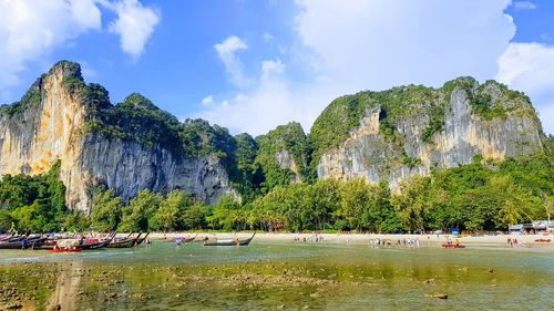 Panoramic view of people on beach