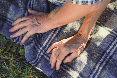 Close up female and male hands concept photo