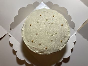 High angle view of cake on plate