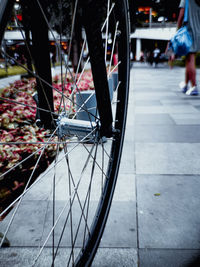 Low section of bicycle on footpath