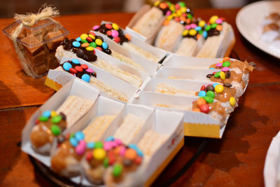 Close-up of dessert in plate on table