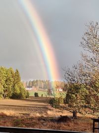 Scenic view of rainbow against sky