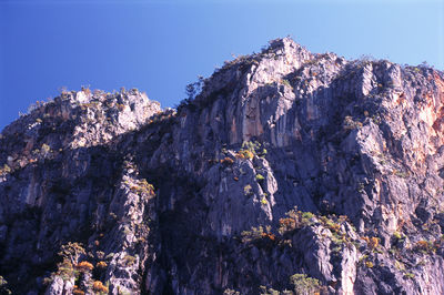 Scenic view of rocky mountains against clear sky