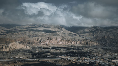 High angle view of townscape against sky