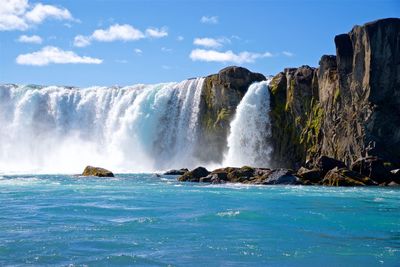 Scenic view of waterfall