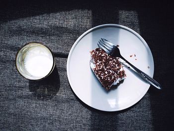 High angle view of food in plate