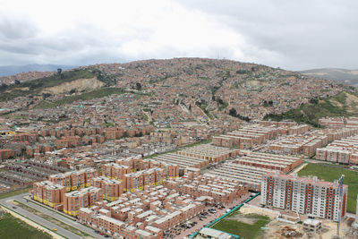 High angle view of townscape against sky