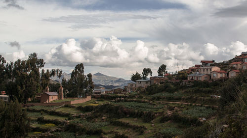 Panoramic shot of townscape against sky