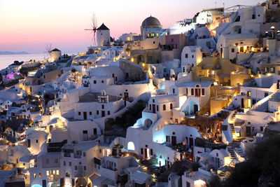 High angle view of buildings in town