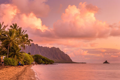 Scenic view of sea against sky during sunset