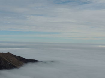 Scenic view of sea against sky during winter