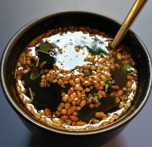 High angle view of food in bowl