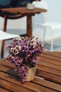 Close-up of flower vase on table