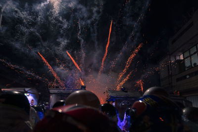 Firework display at night