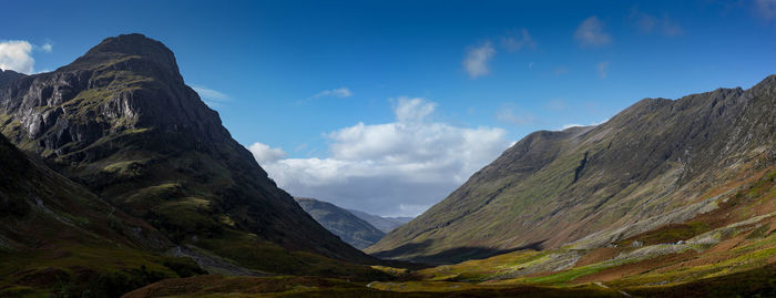 Panoramic view of mountains against sky