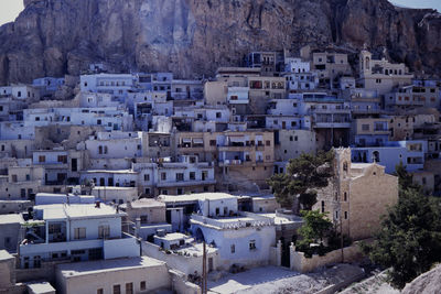 High angle view of buildings in city