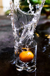 Close-up of lemon in water
