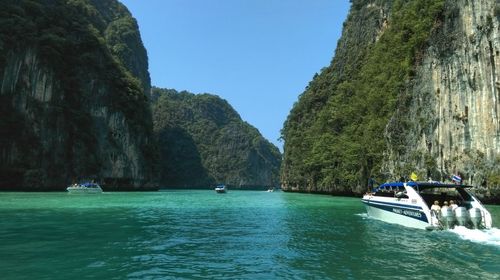 Boat sailing in sea