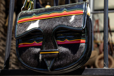 Colombian traditional leather satchel from the antioquia region called carriel at the comuna 13