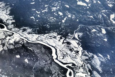 Aerial view of snow covered mountain