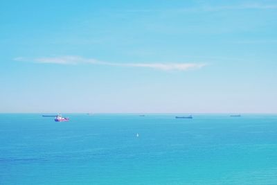 Boat sailing in sea