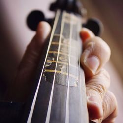Cropped image of man playing string instrument