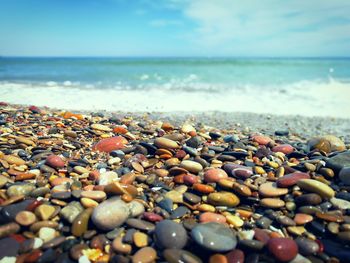 View of pebbles on beach