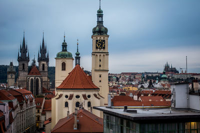 View of bell tower in city