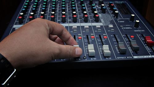 Close-up of mixing console