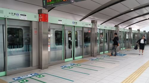 Train at railroad station platform