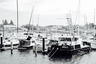 Boats moored in harbor
