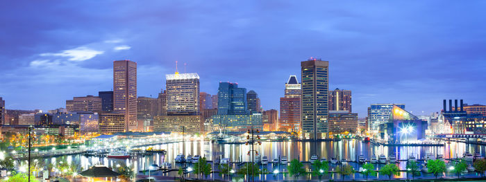 Illuminated city at night