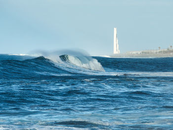 Scenic view of sea against clear sky