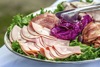 Close-up of meal served in plate